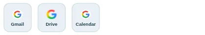 Dayblaster Student kit Google apps row with Gmail, Drive, and Calendar.
